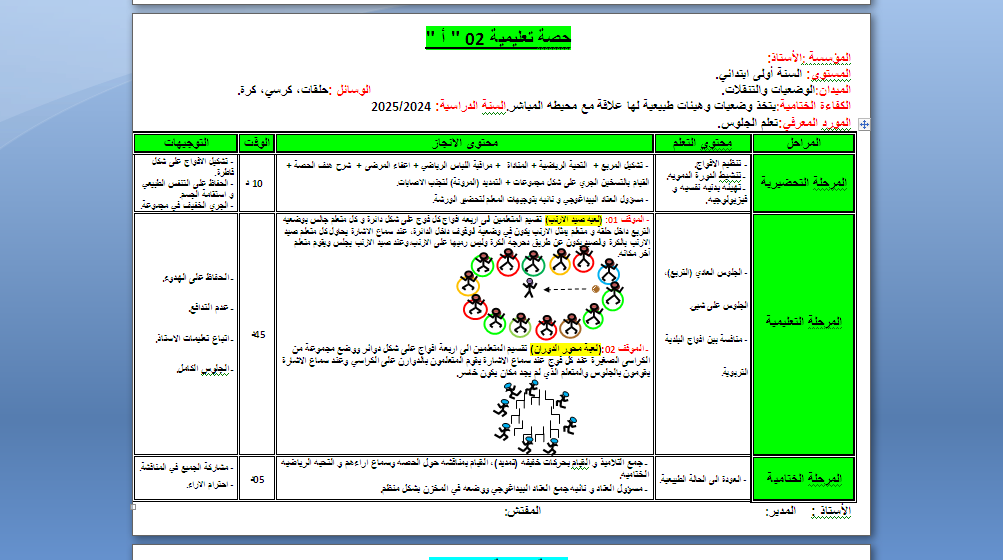 حصة تعليمية 01 " ب " + حصة تعليمية 02 " أ " للطور الأول السنة الأولى والسنة الثانية للاساتذة بن اوذينة الحاج علي/رسيوي العلمي2024 P_32378kg5m2