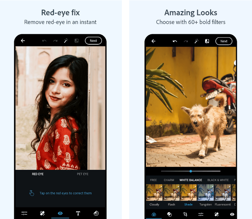 Photoshop Express Advanced Features Menu