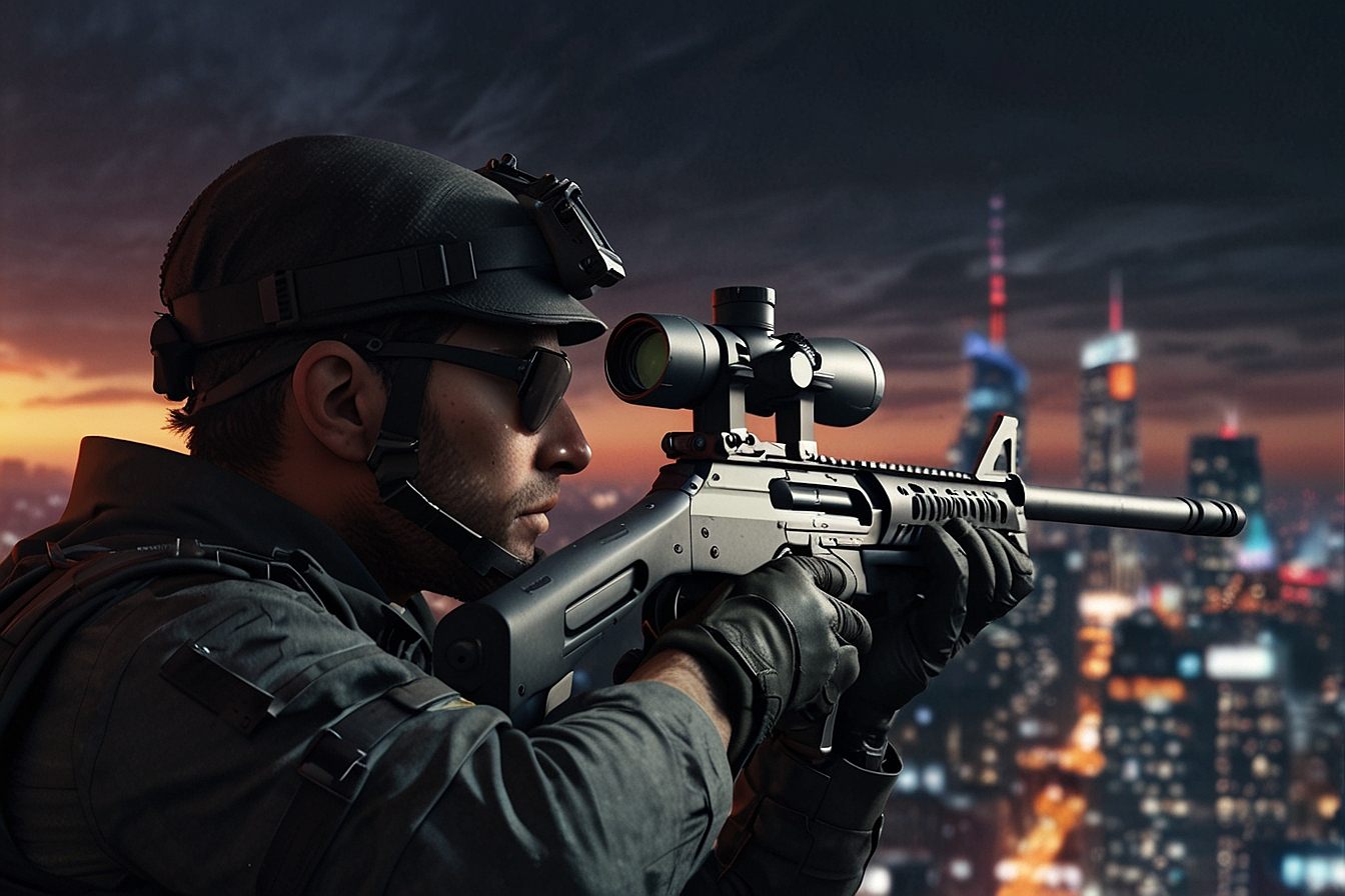sniper 3d mod apk gameplay showing sniper scope view and target