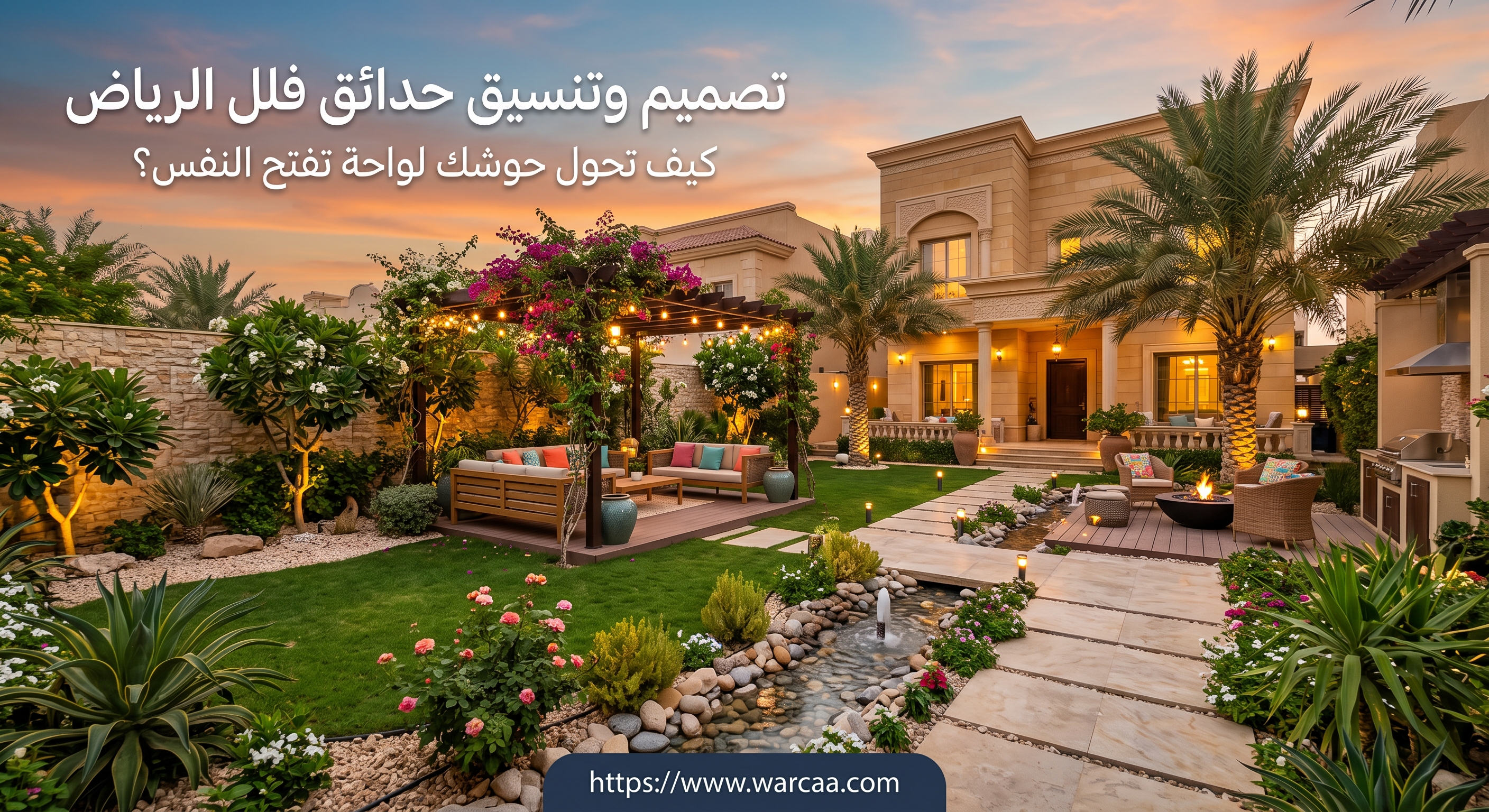 تنسيق حديقة فيلا في الرياض - أعمال ورقاء